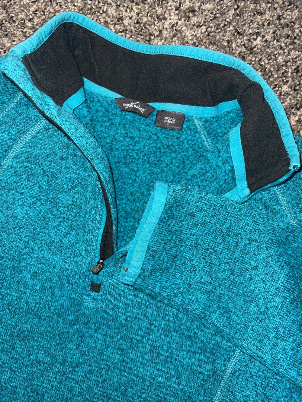 Eddie Bauer Women's Teal Half-Zip Crew Sweater Large